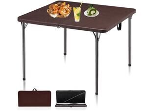 Kasunpul 34" Folding Card Table – Portable Square Folding Table with Handle